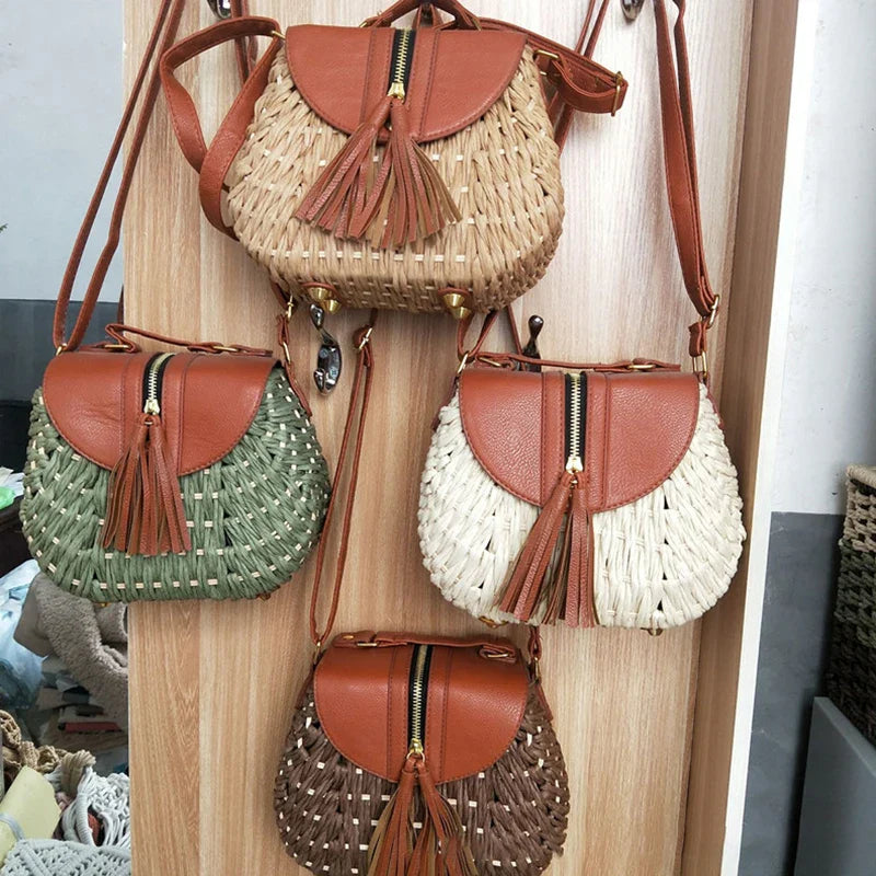 Mini Chic Straw Shoulder Bag - BritishElegance