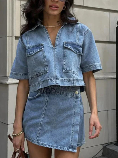 Navy Blue Jeans 2-Piece Outfit