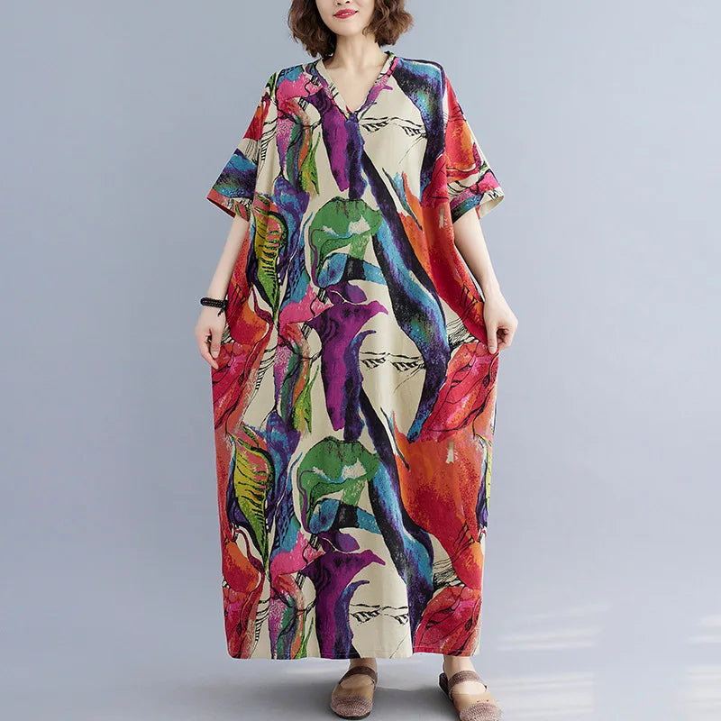 Free-Spirited Global Maxi Sundress - Relaxed Casual Wear