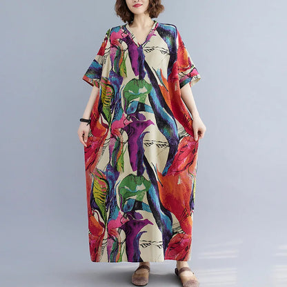 Free-Spirited Global Maxi Sundress - Relaxed Casual Wear