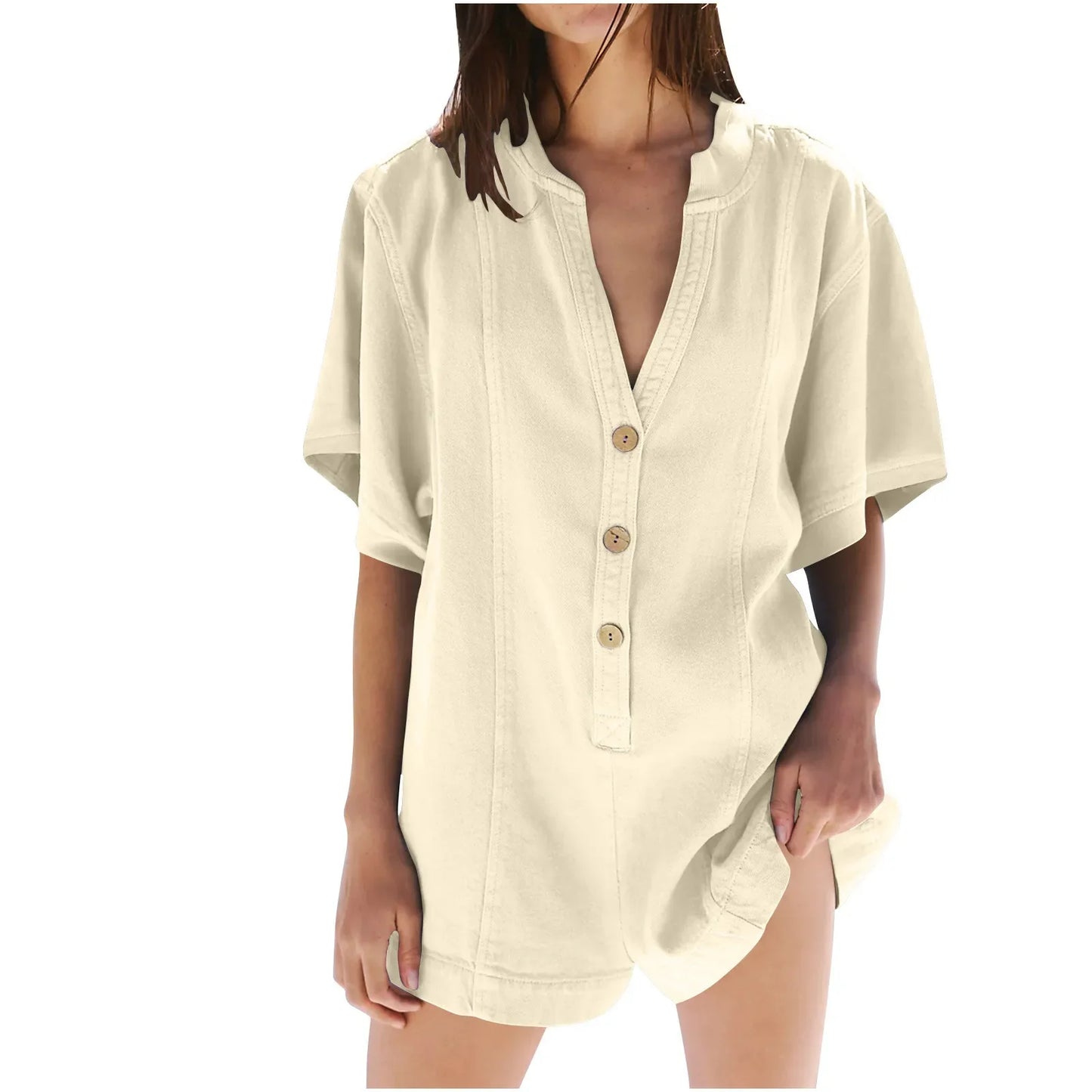 Curvy Women's Short Sleeve Jumpsuit