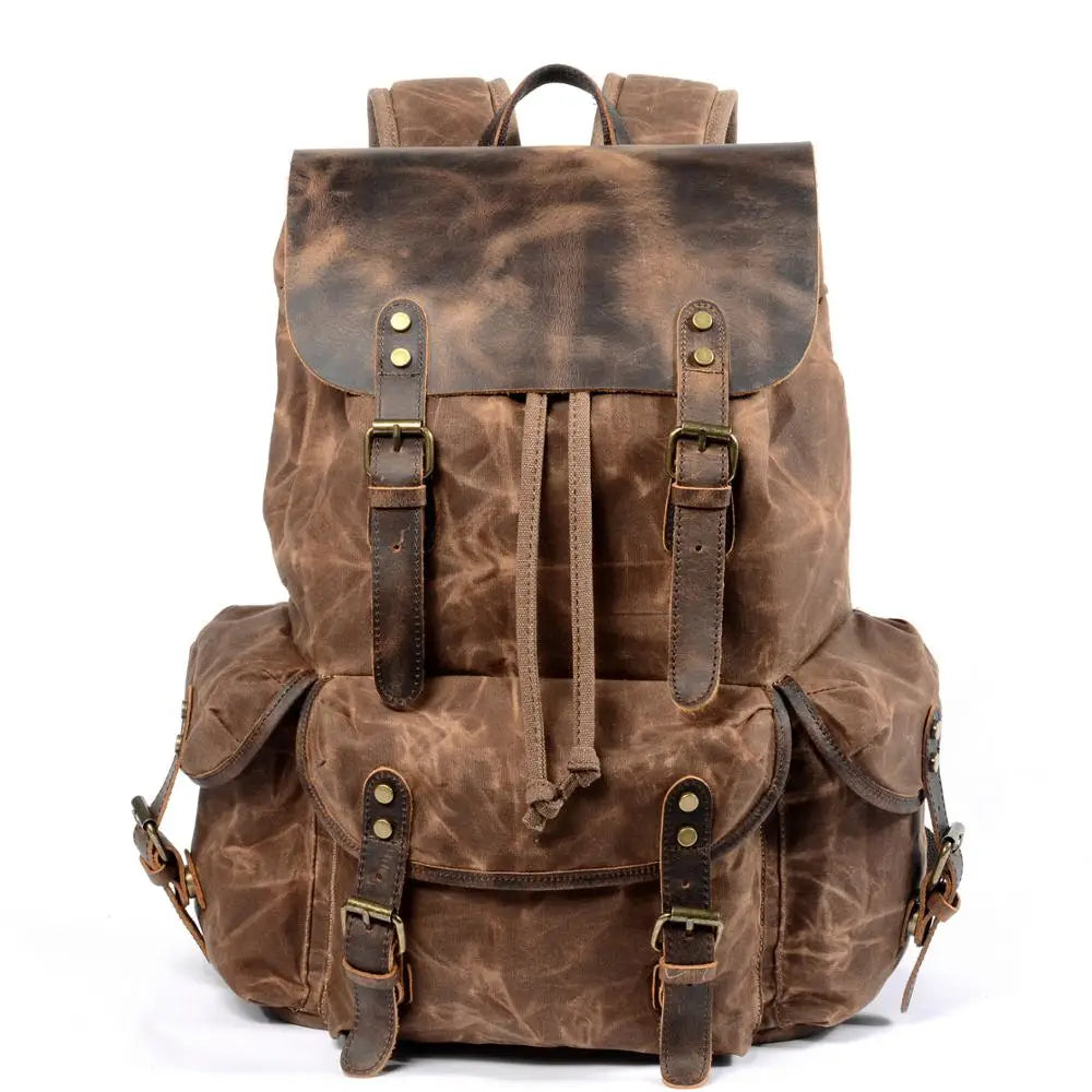 Durable Canvas Leather School Backpack