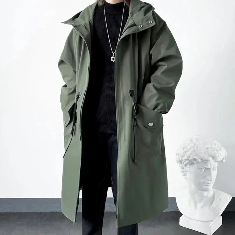 Olive Green Waterproof Hooded Jacket For Men