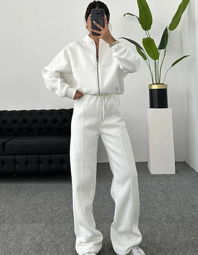 Ladies Cozy Tracksuit with Zip Jacket and Trousers
