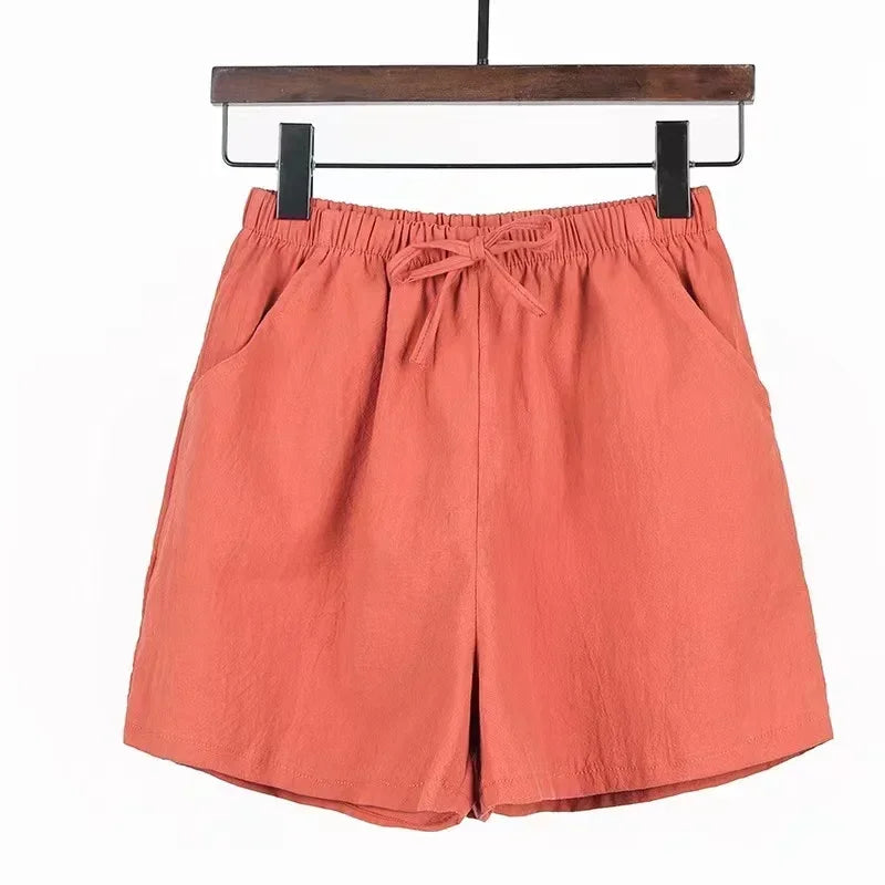 Relaxed Fit Linen Beach Shorts for Women