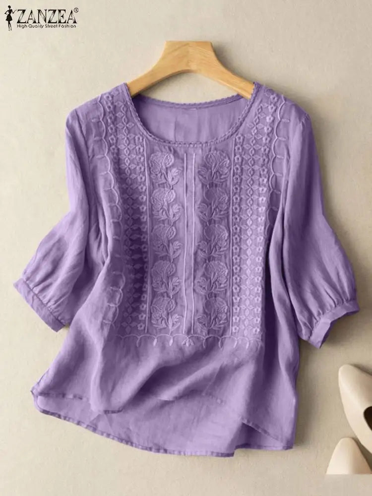 Classic Floral Crochet Top - Beautiful Embroidered Blouse