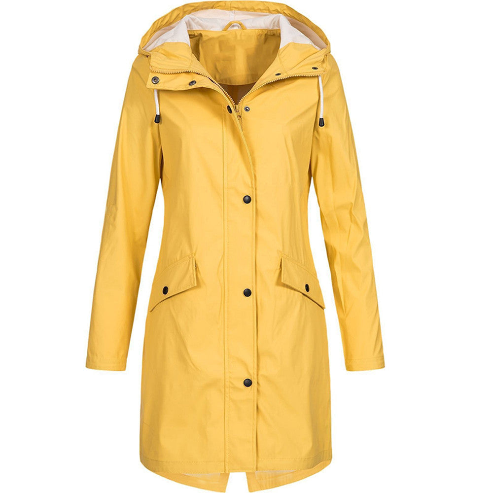 Waterproof Women's Hooded Jacket With Zip Fastening - VogeLuxe
