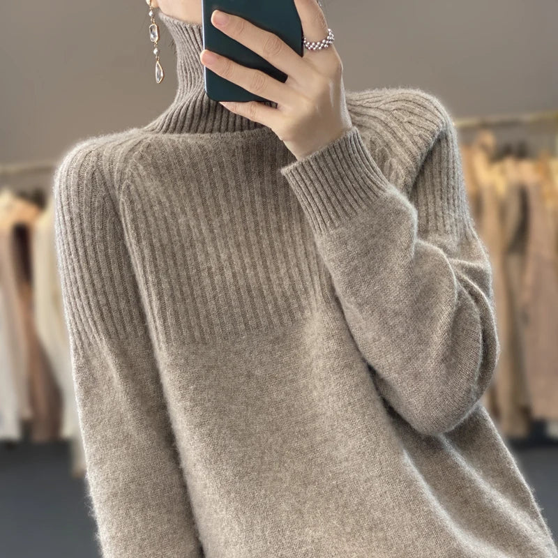 Cozy Women's Soft Wool Turtleneck Sweater