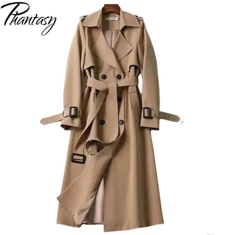 Classic Ladies Double Breasted Trench Coat - VogeLuxe