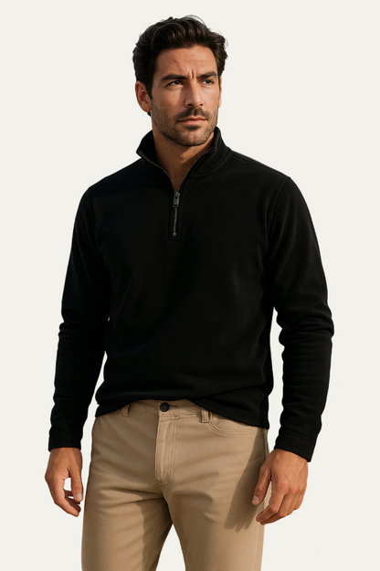 VogeLuxe | Men’s Textured Quarter Zip Stand Collar Pullover