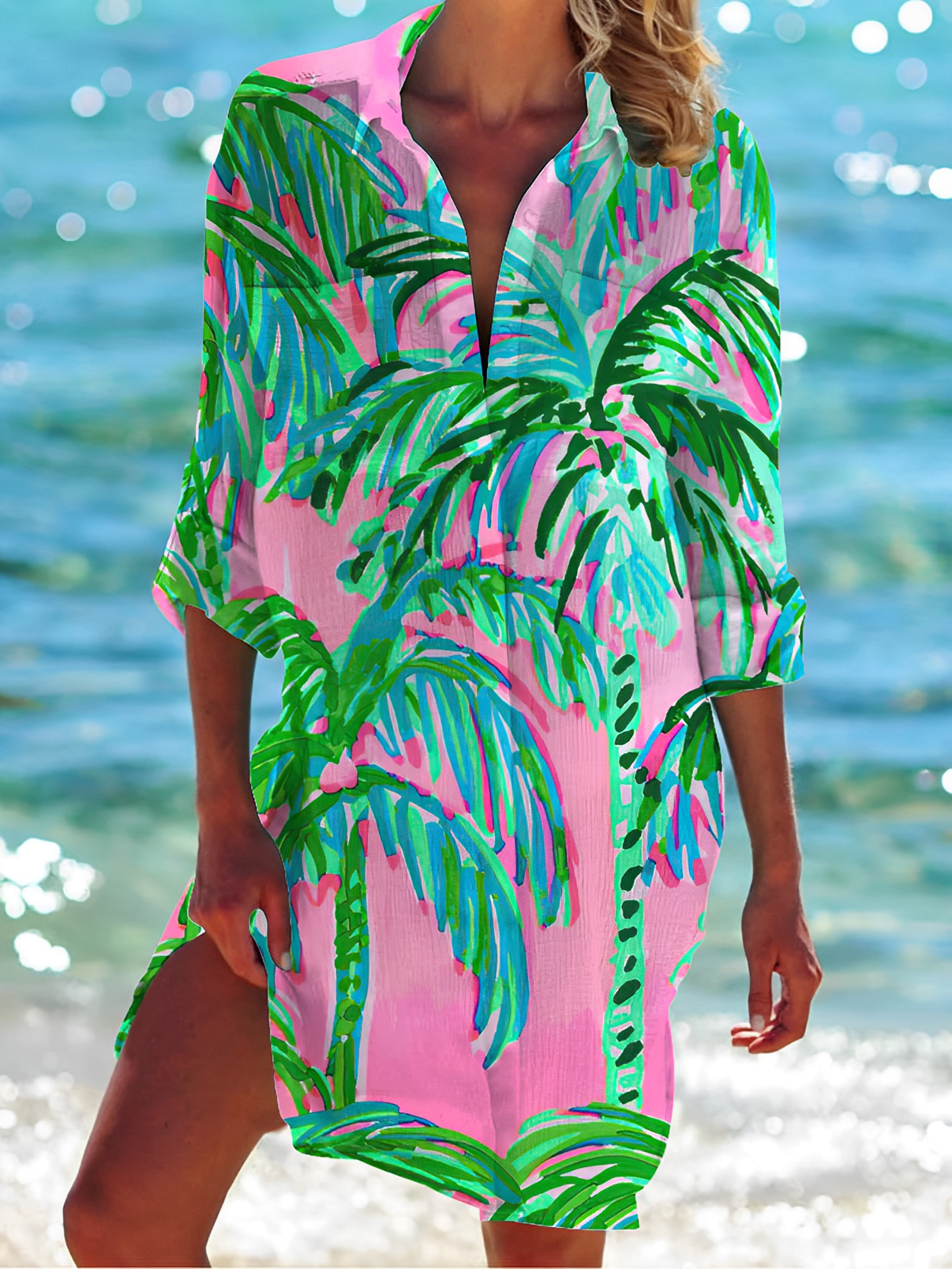 Stylish Women's Classic Button-Down Shirt with Floral Prints