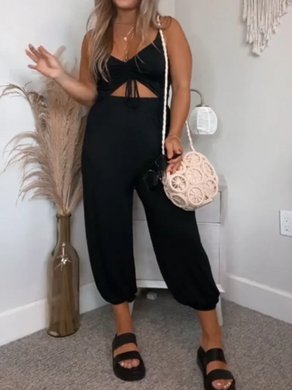 Summer Women's Relaxed V-Neck Jumpsuit
