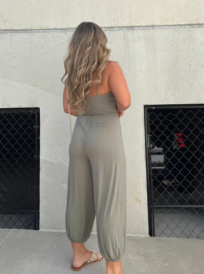 Summer Women's Relaxed V-Neck Jumpsuit
