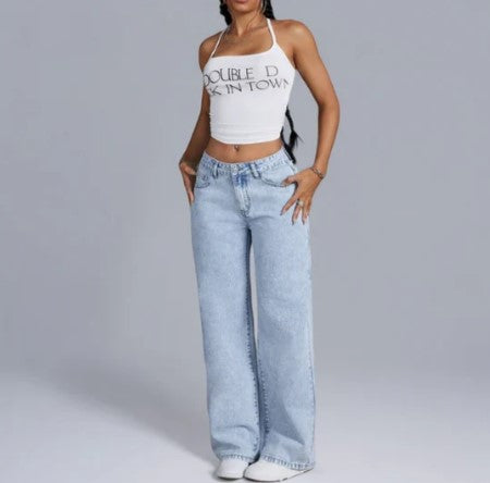 Women's Fashionable Relaxed Fit Jeans with Bow Details - VogeLuxe