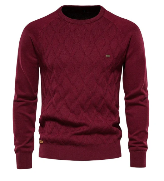 Cozy Mens Winter Crew Neck Knit Sweater