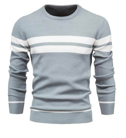 Cozy Men's Winter Striped Crew Neck Sweater