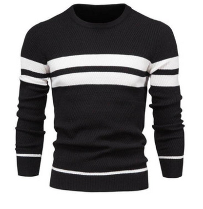 Cozy Men's Winter Striped Crew Neck Sweater