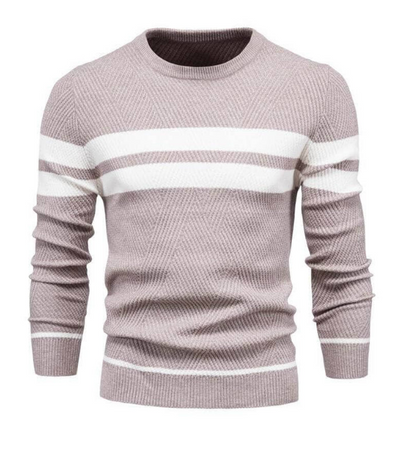 Cozy Men's Winter Striped Crew Neck Sweater