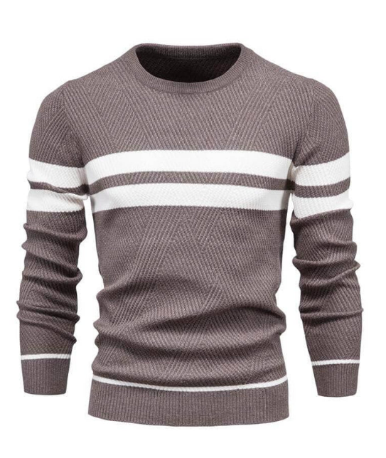 Cozy Men's Winter Striped Crew Neck Sweater