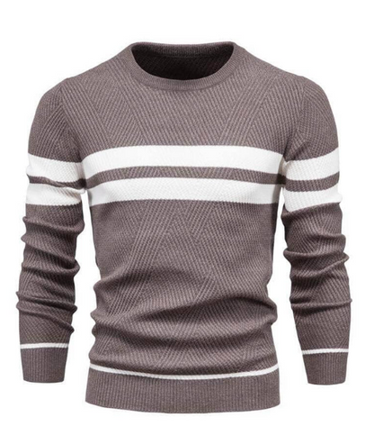 Cozy Men's Winter Striped Crew Neck Sweater