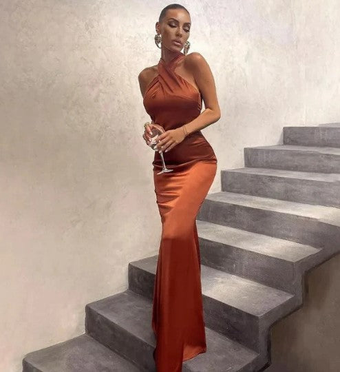 Luxurious Satin Evening Gown for Women - VogeLuxe