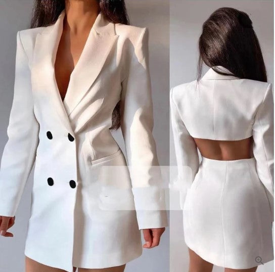 Stylish Open Back Business Jacket for Women - VogeLuxe