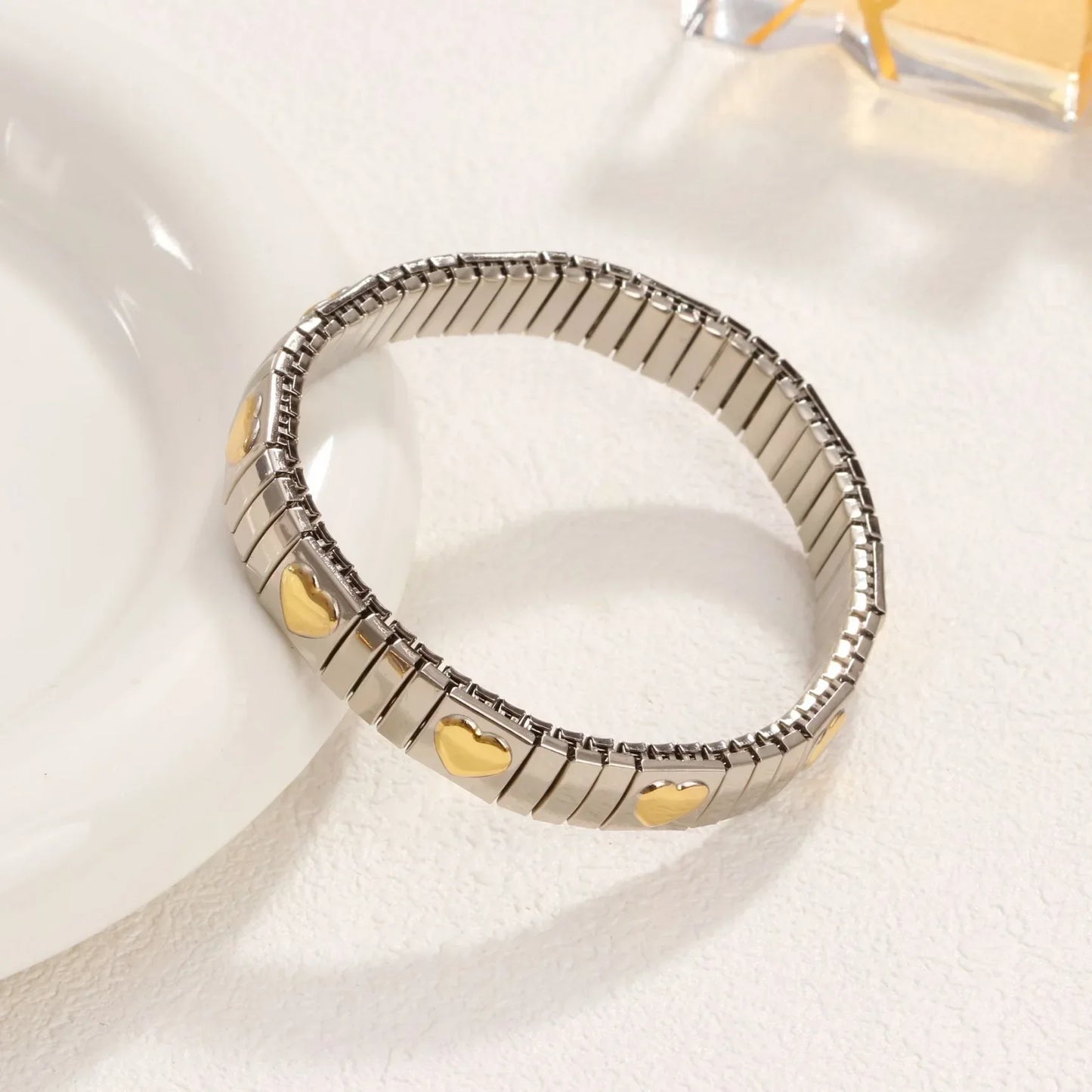 Rose Gold Metal Heart Stretch Bracelet