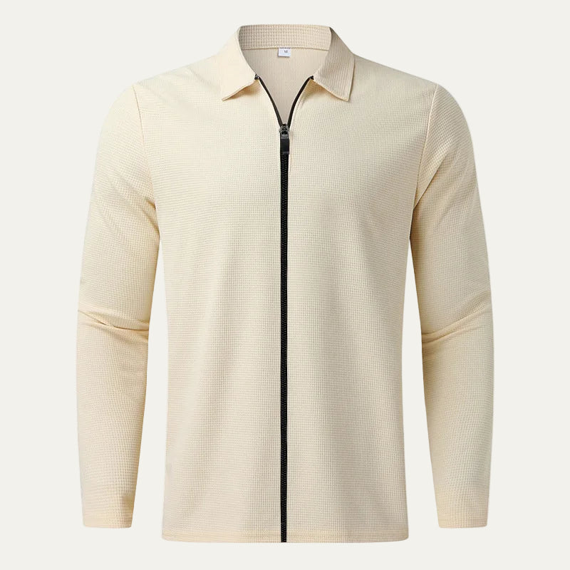 VogeLuxe | Men’s Textured Zip Up Collared Jacket