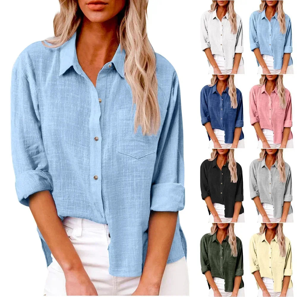 Ladies Classic Casual Linen Shirt - BritishElegance