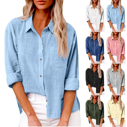 Ladies Classic Casual Linen Shirt - BritishElegance
