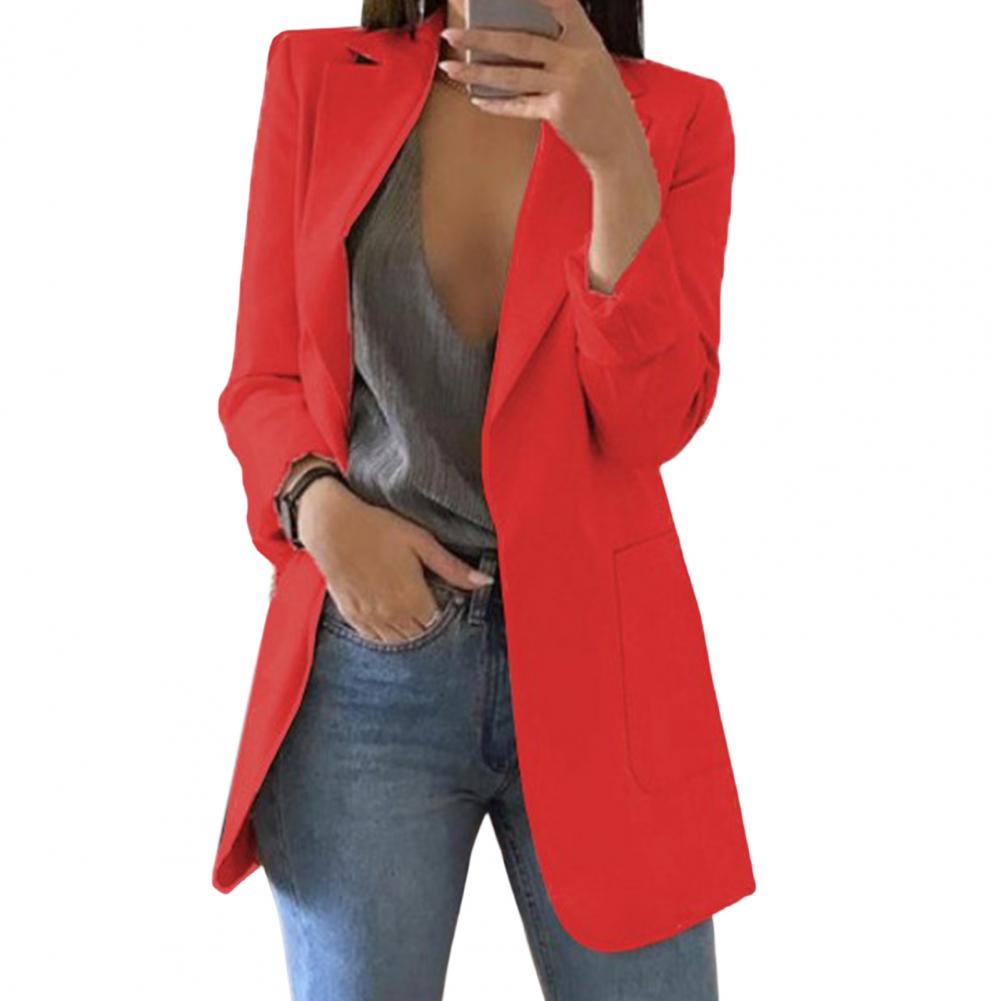 Relaxed Fit Open Front Jacket for Women with Pockets