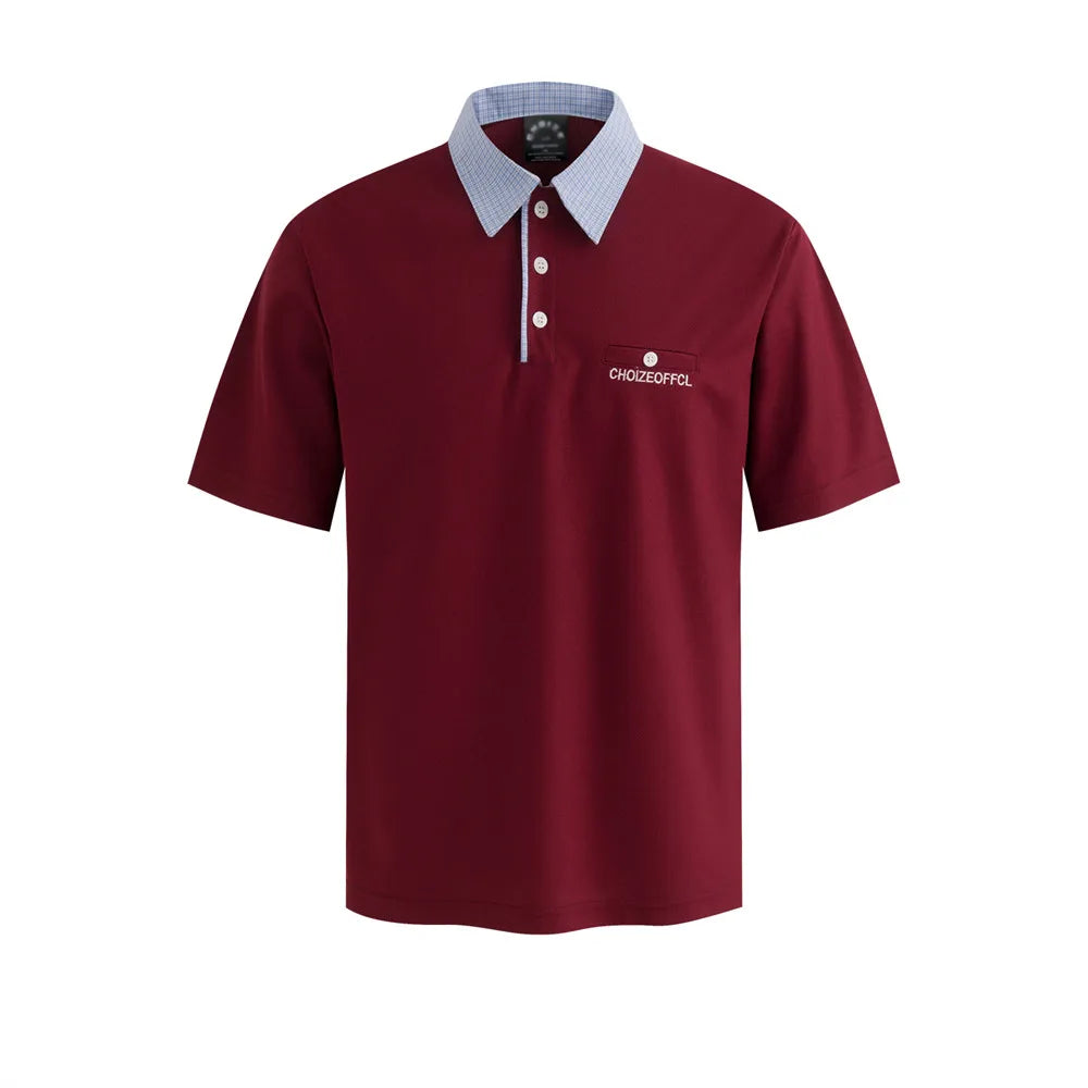 Classic Vintage Embroidered Men's Short Sleeve Polo Shirt