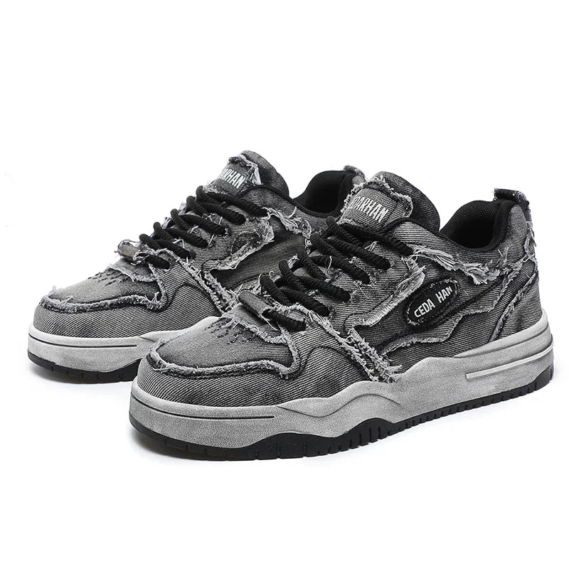 Customizable Men's Blue Jeans Skate Shoes