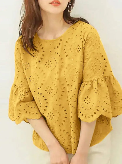 Delicate Floral Cut-Out Women's Top