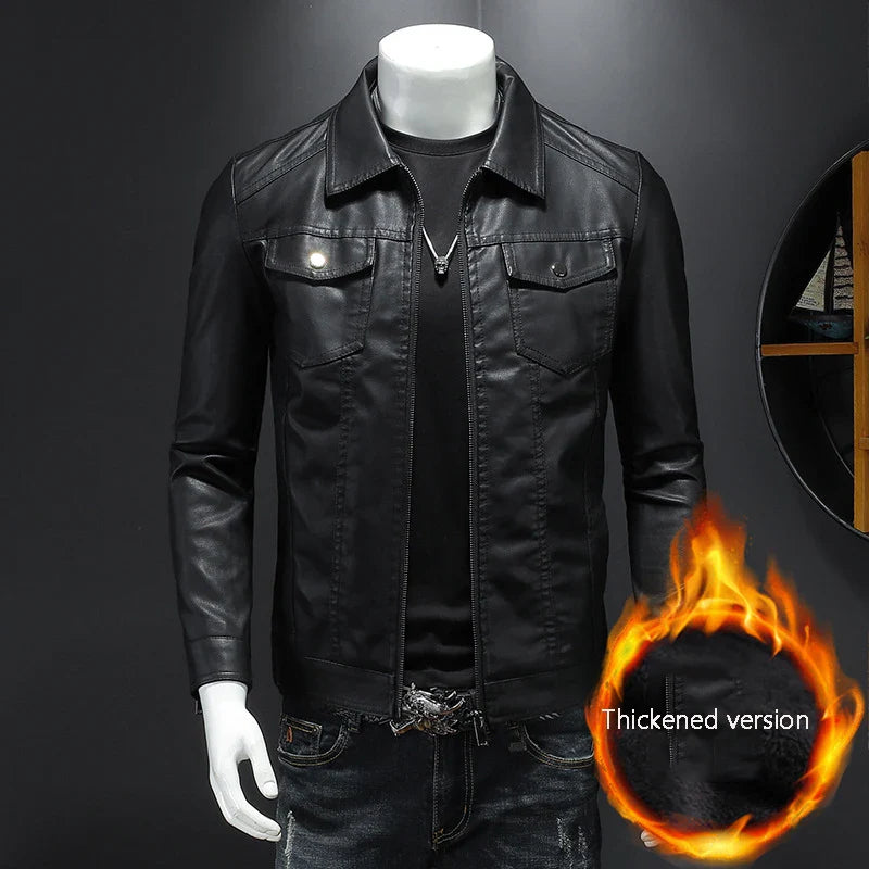 Men's Biker Faux Leather Moto Jacket