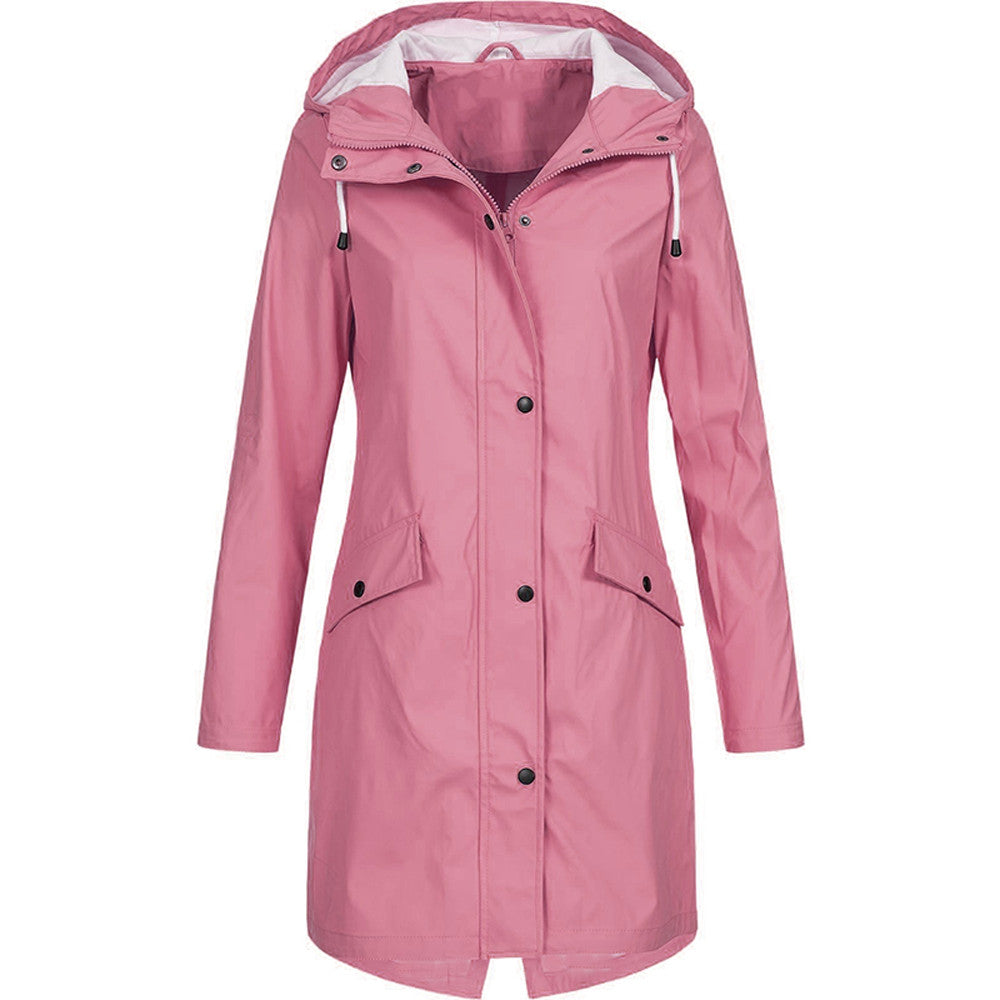 Waterproof Women's Hooded Jacket With Zip Fastening