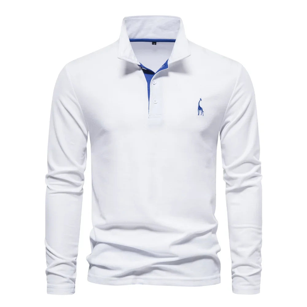 Classic Embroidered Long Sleeve Polo Shirt