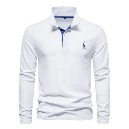 Classic Embroidered Long Sleeve Polo Shirt