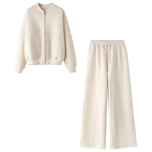Women's Casual Knit Top and Loose Fit Pants Set - VogeLuxe