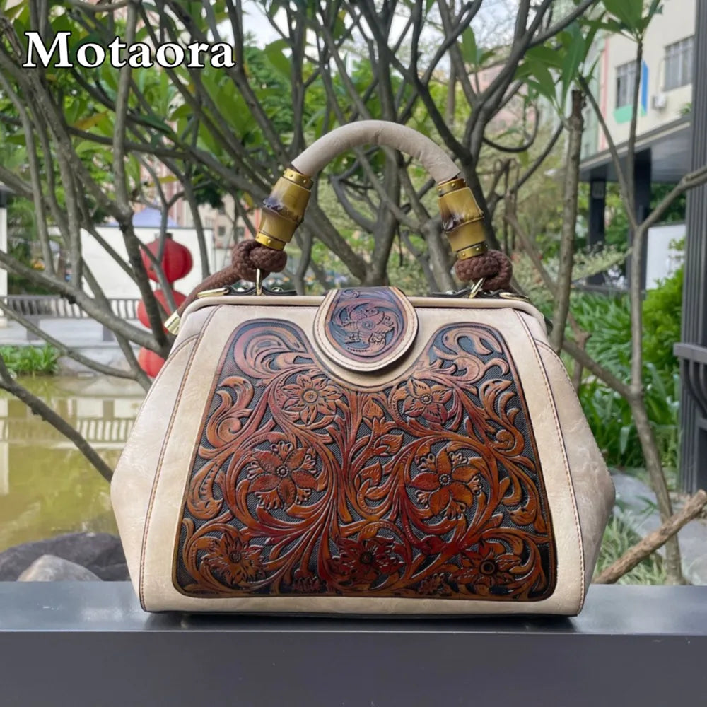 Genuine Leather Vintage Ladies Shoulder Bag - VogeLuxe