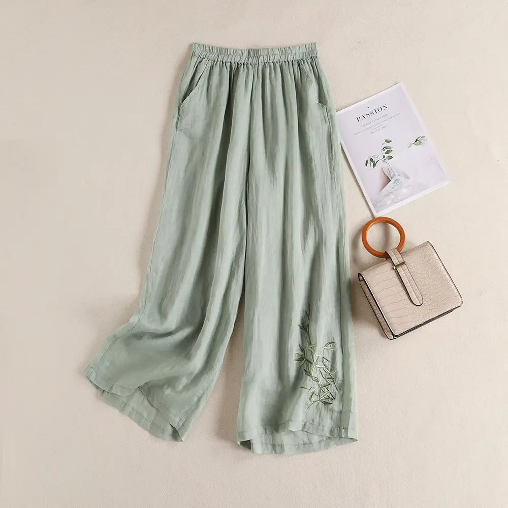 Lightweight Summer Wide Leg Cotton Pants