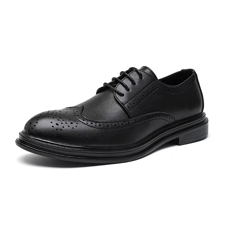 Classic Leather Wingtip Dress Shoes for Men