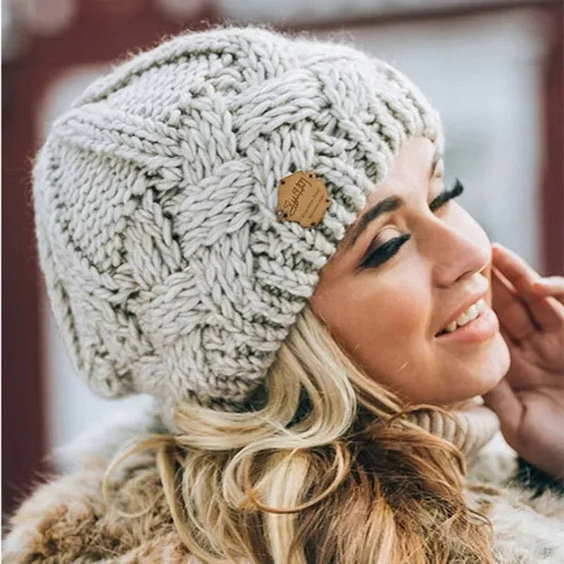 Warm Winter Knit Beanie for Ladies