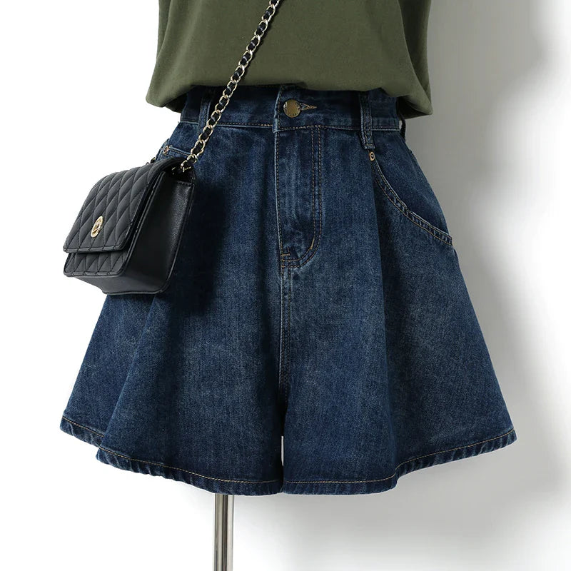 Comfortable Women's Denim Shorts Wide Leg Summer Style