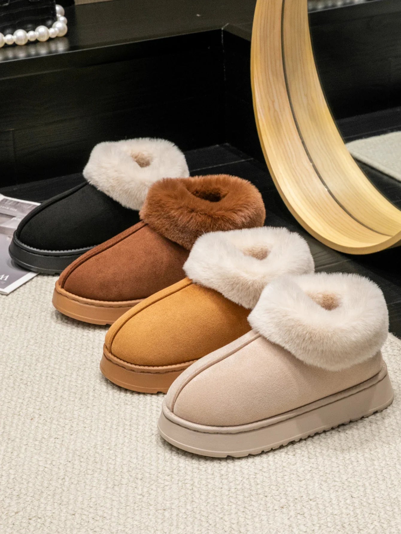 Cozy Faux Fur Slipper Boots for Women - Warm Winter Shoes - VogeLuxe