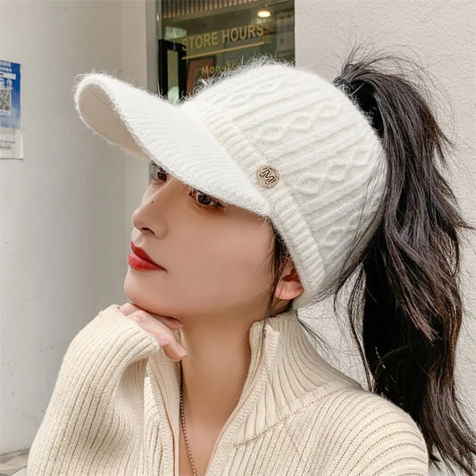 Warm Fuzzy Rabbit Fur Winter Hat - VogeLuxe