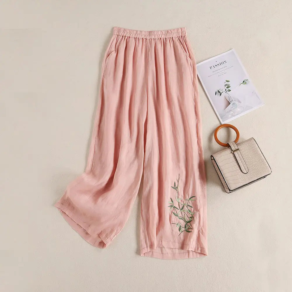 Lightweight Summer Wide Leg Cotton Pants