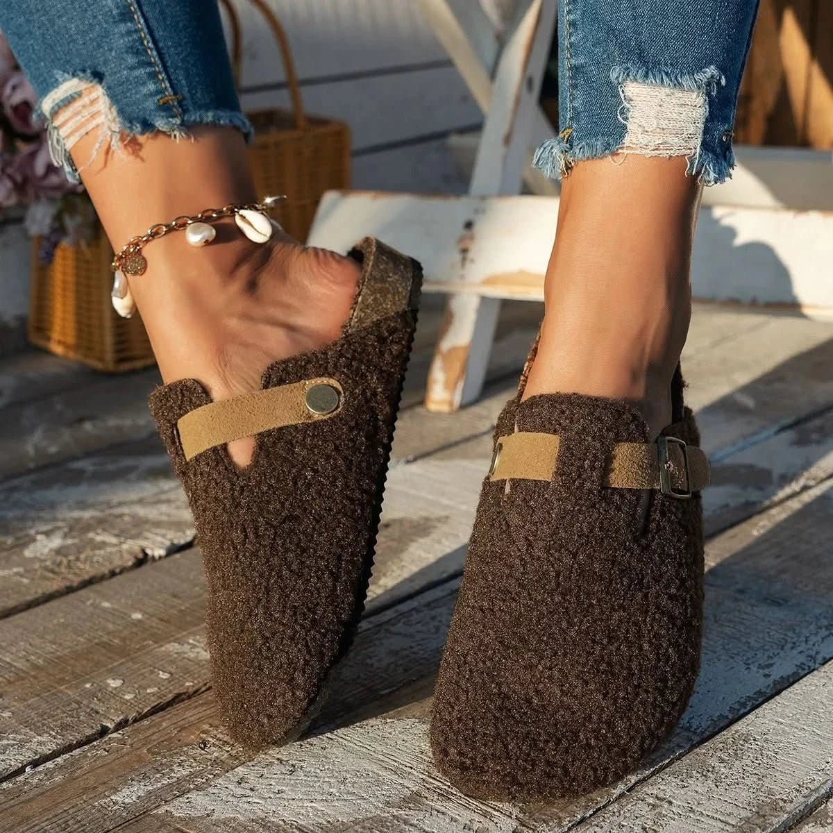 Cozy Sheepskin Fleece Warm Slippers