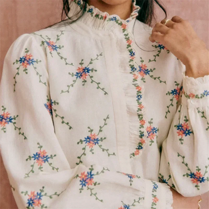 Ladies Pretty Embroidered Peasant Blouse