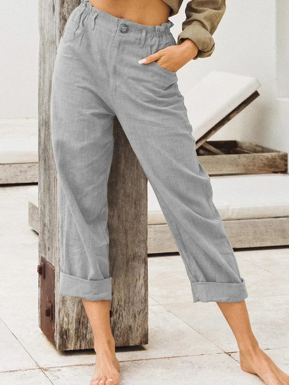 Lightweight Women's Casual Linen Pants with Pockets - BritishElegance